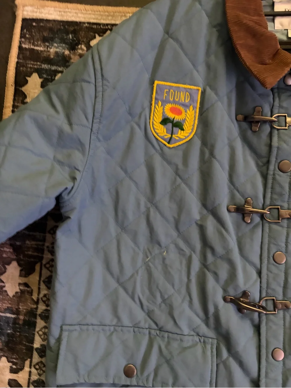 Men's FOUND Quilted Field Jacket with Corduroy Collar - Light Blue
